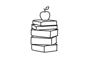 Apple Sitting on Stack of Books - Line Art in Crafts and School Amp
