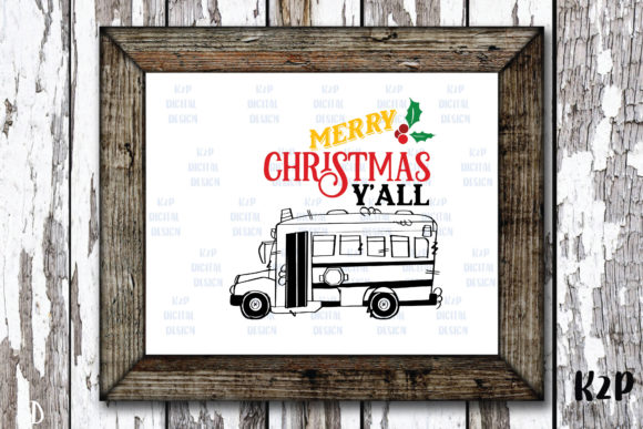 Merry Christmas Y’all School Bus – A Festive Graphic Design Asset for Crafts and Branding